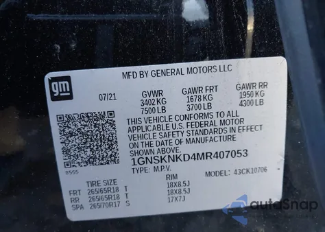 2021 Chevrolet Tahoe 4Wd Lt from USA, damaged, VIN 1GNSKNKD4MR407053